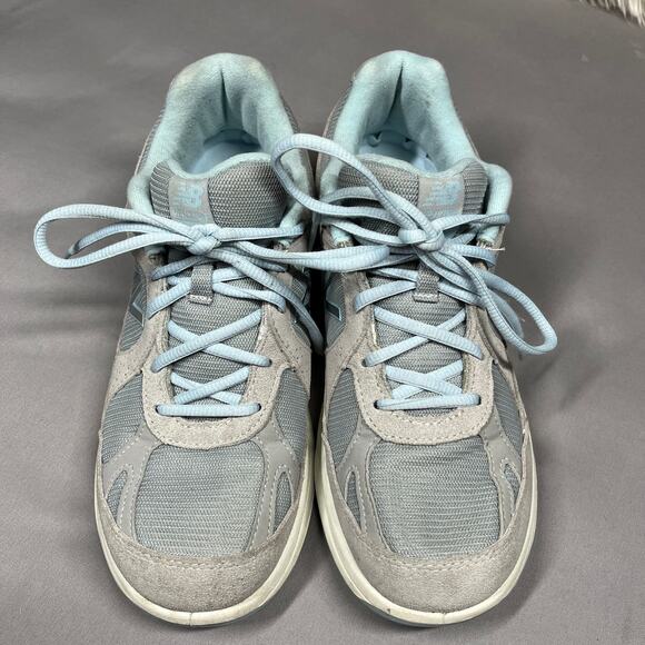 New Balance Walking Shoes Womens 9.5 Blue Gray Athletic Suede Mesh Comfortable - Picture 13 of 14